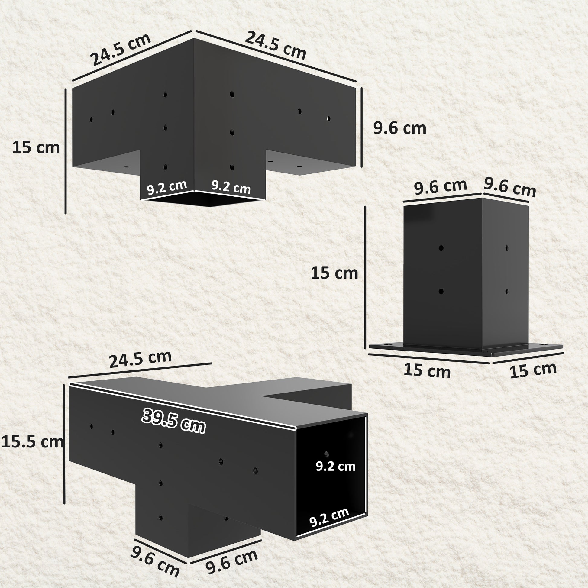 Outsunny 12PCS Pergola Kit, Pergola Brackets with 3-Way & 4-Way Corner Brackets for 9.6 x 9.6 cm (Actual 9.2 x 9.2 cm) Lumber