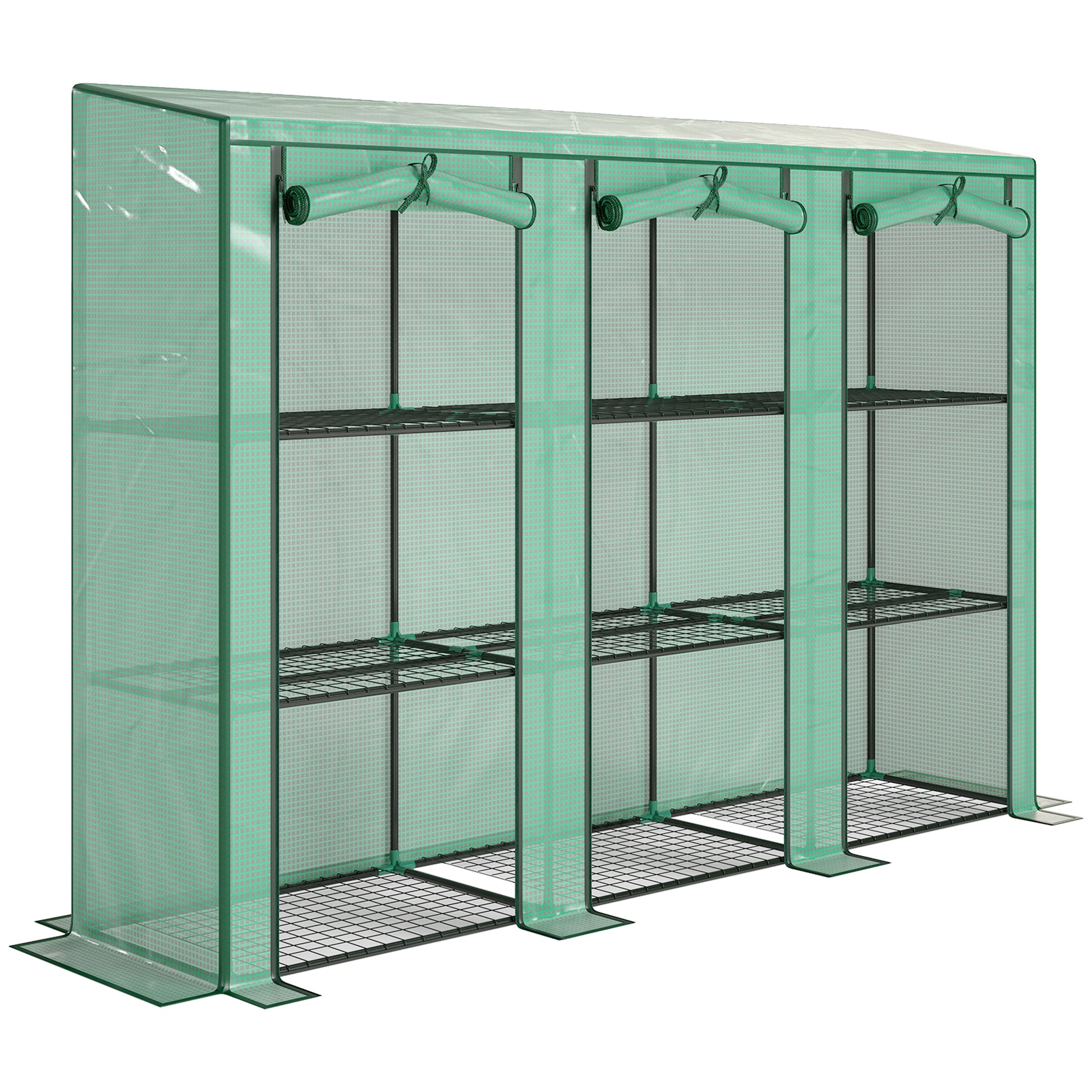 Outsunny 46 x 215 cm Nine-Shelf Greenhouse - Green Default Title