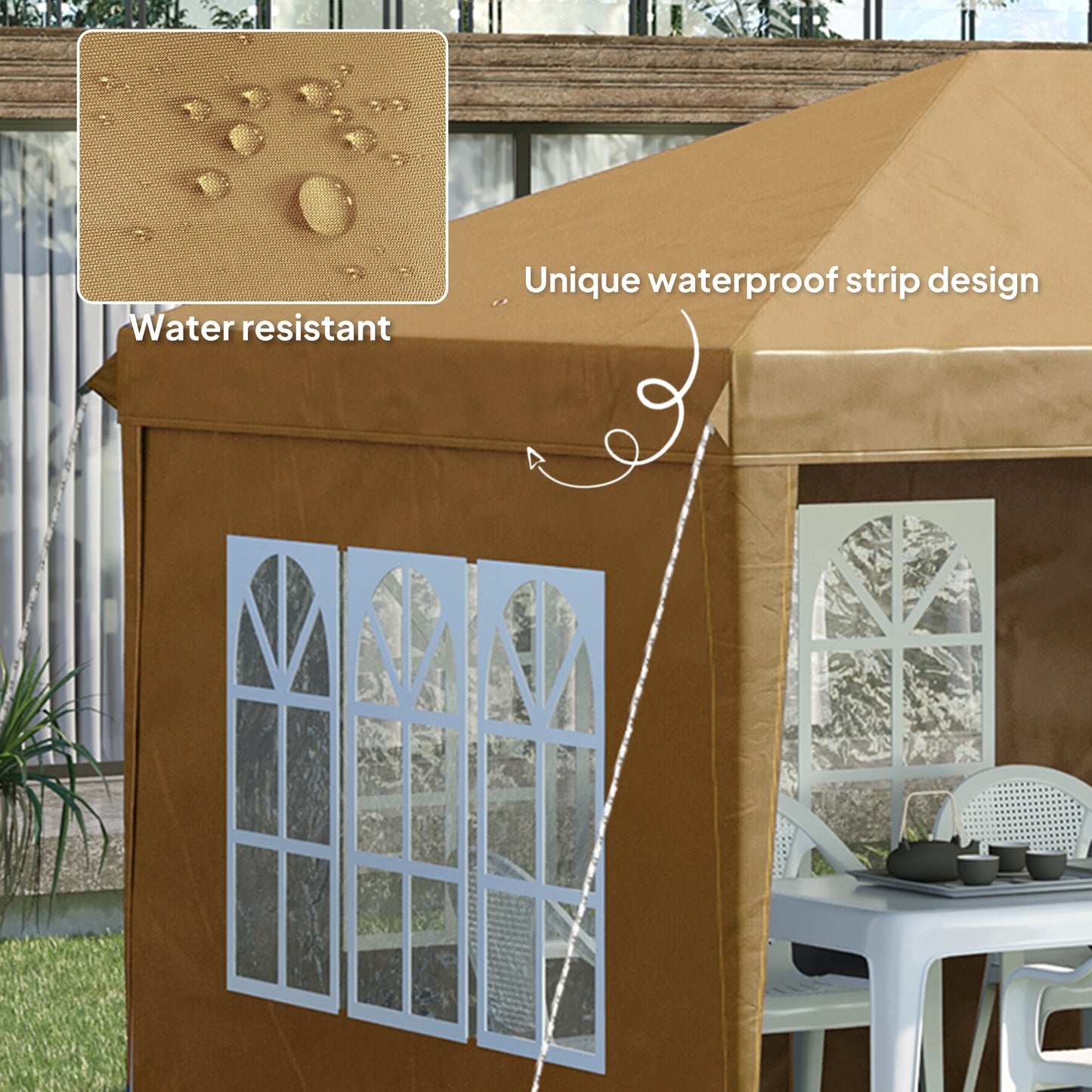 Outsunny 3 x 6m Pop-Up Gazebo, with Removable Walls -  Khaki