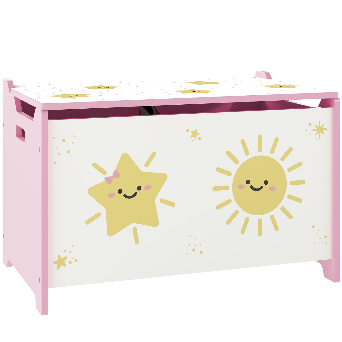 AIYAPLAY Toy Box with Lid, Safety Hinges and Groove Handles, Toy Storage organiser for Kids, Living Room, Playroom, Pink Default Title
