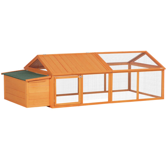 PawHut Wooden Chicken Coop with Nesting Box, Openable Roof, for 4-8 Chickens, Nature Wood