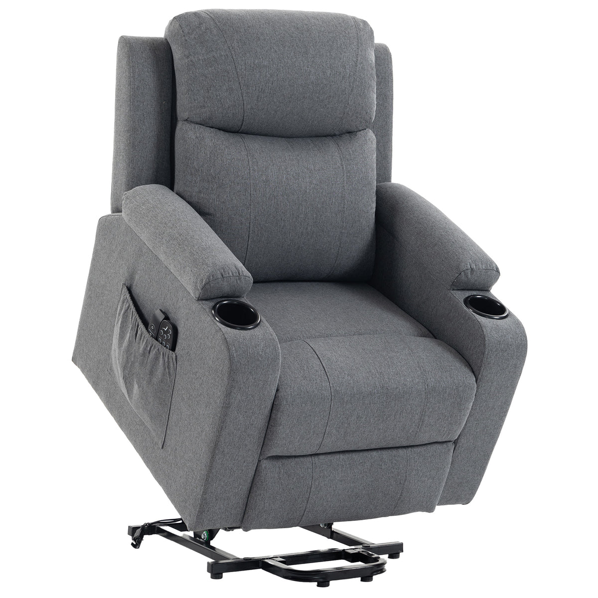 HOMCOM Riser Recliner Chair with Massage and Heat, Linen Electric Lift Armchair for Elderly with Spring Cushion, Dark Grey Default Title
