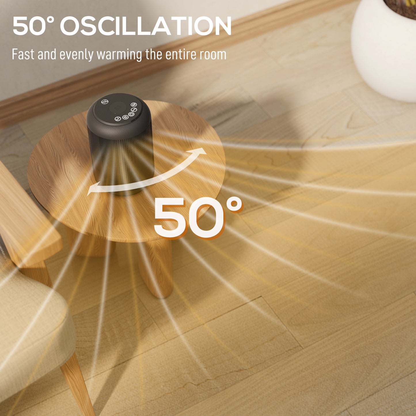 HOMCOM 1500W Ceramic Electric Heater with Fan, Timer, Oscillation - Black