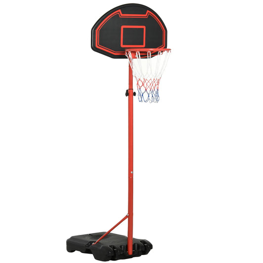 HOMCOM Basketball Hoop Outdoor, Portable Basketball Hoop and Stand with Weighted Base, Portable on Wheels, 1.55-2.1m, for Teens, Juniors, Adults, Black - LiamsBargains.co.uk