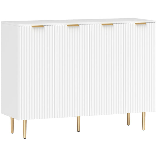 HOMCOM Sideboard Buffet Cabinet, Modern Kitchen Storage Cabinet with 4 Doors and Adjustable Shelves, White