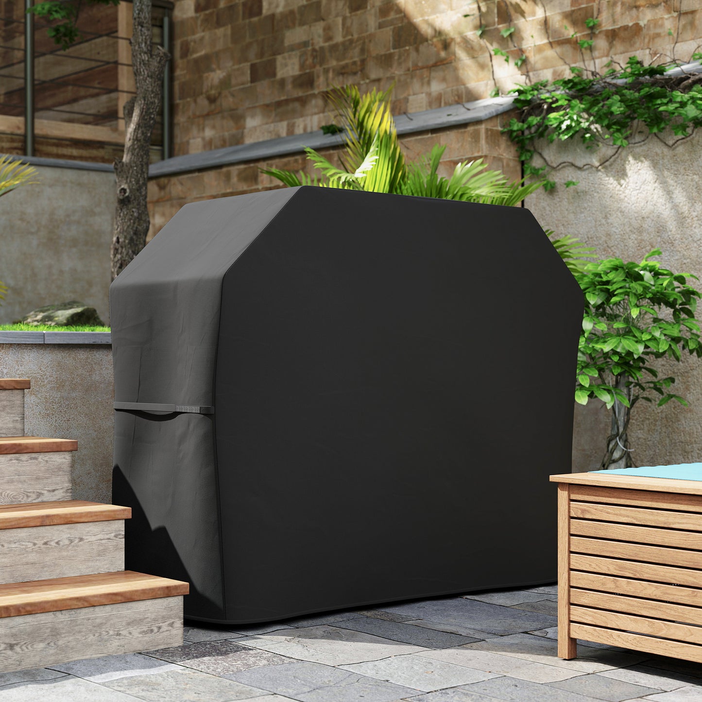 Outsunny 147 x 61cm Plastic Coated Protective Grill Cover - Black