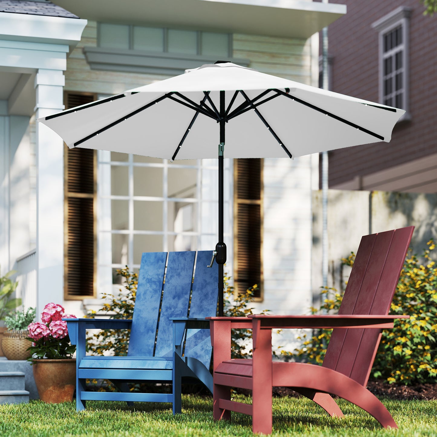 Outsunny 3 m Replacement Parasol Canopy with Top Vent, UPF 50+ Garden Parasol Replacement Canopy, 8 Rib Parasol Cover Replacement Fits Various Frames, Cream