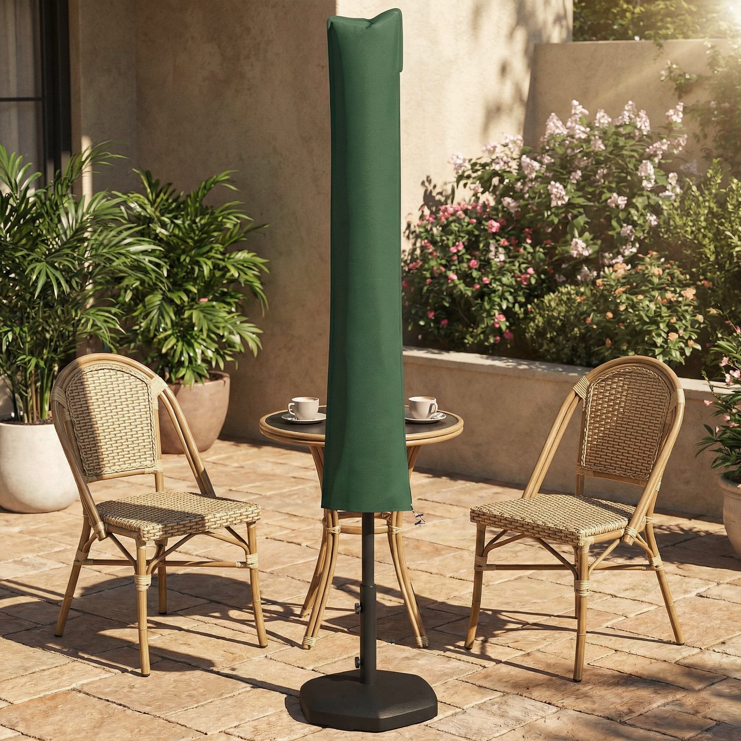 Outsunny Parasol Cover, Cantilever Umbrella Cover for 2-3.5 m Parasols, Banana Umbrella Protector with Zipper, Green