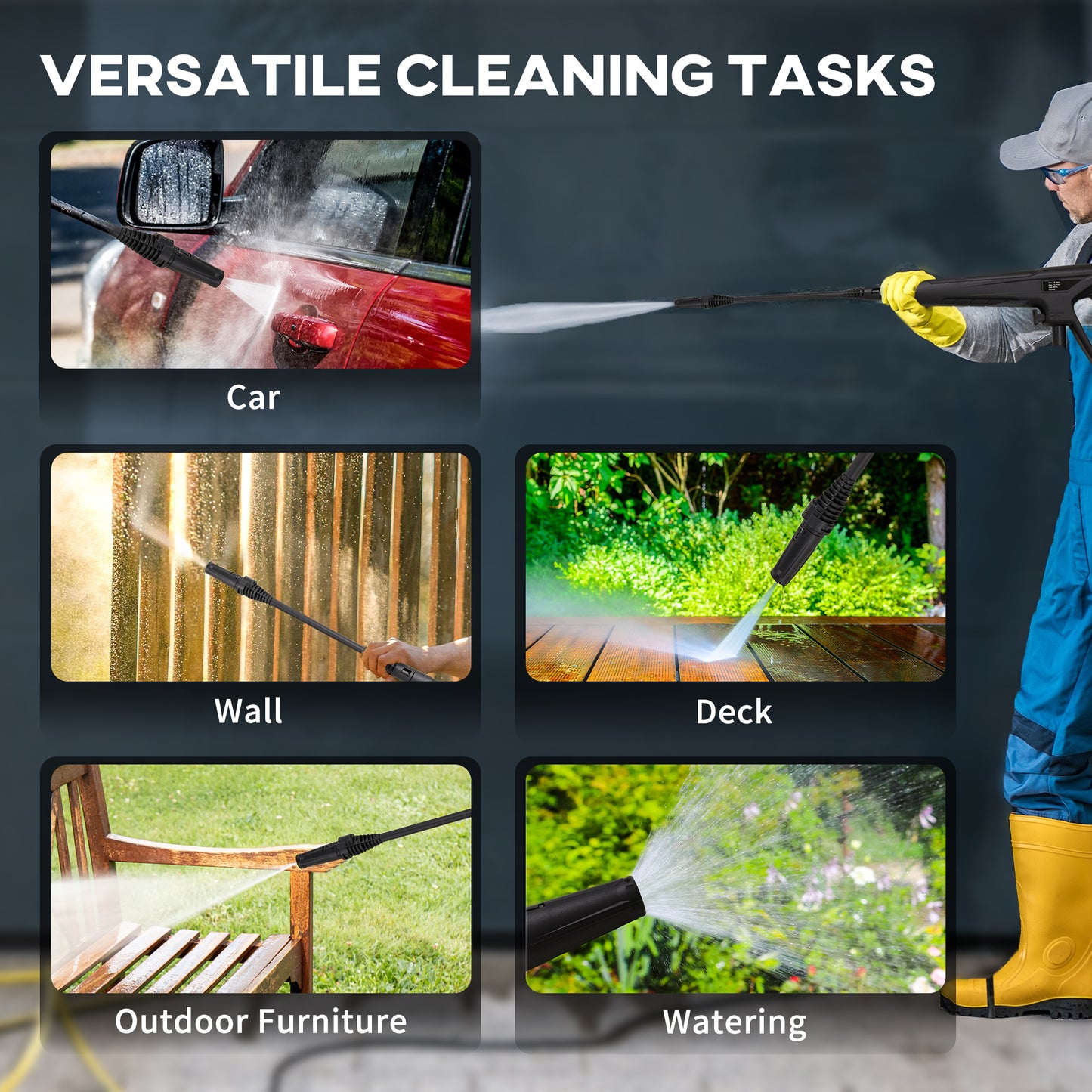 DURHAND 1800W High Pressure Washer, 150 Bar Pressure, 510 L/h Flow, High-Performance Portable Power Jet Wash Cleaner Green