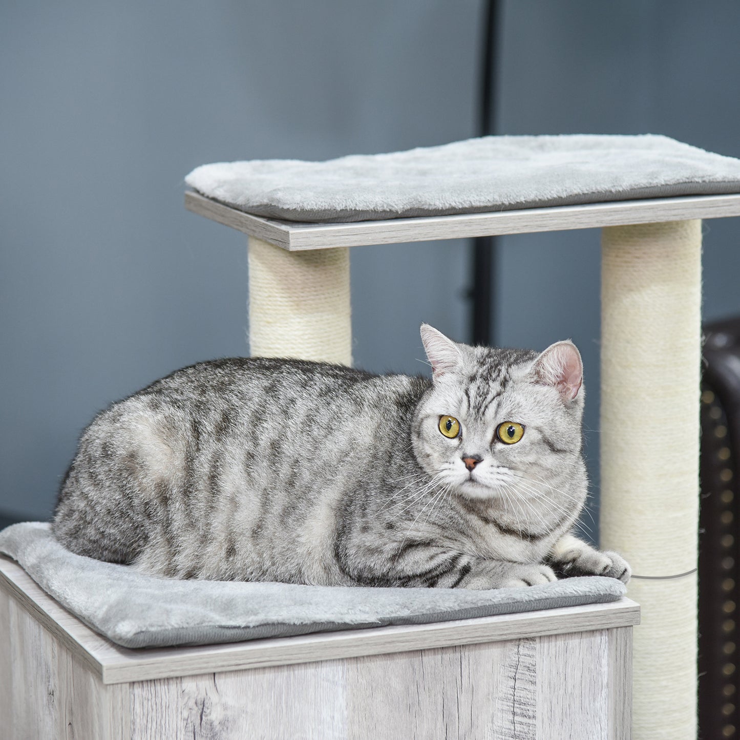 PawHut Cat Tree for Indoor Large Cats 113cm Kitten Tower Condo Jute Scratching Post Kitten Play House Activity Center Furniture