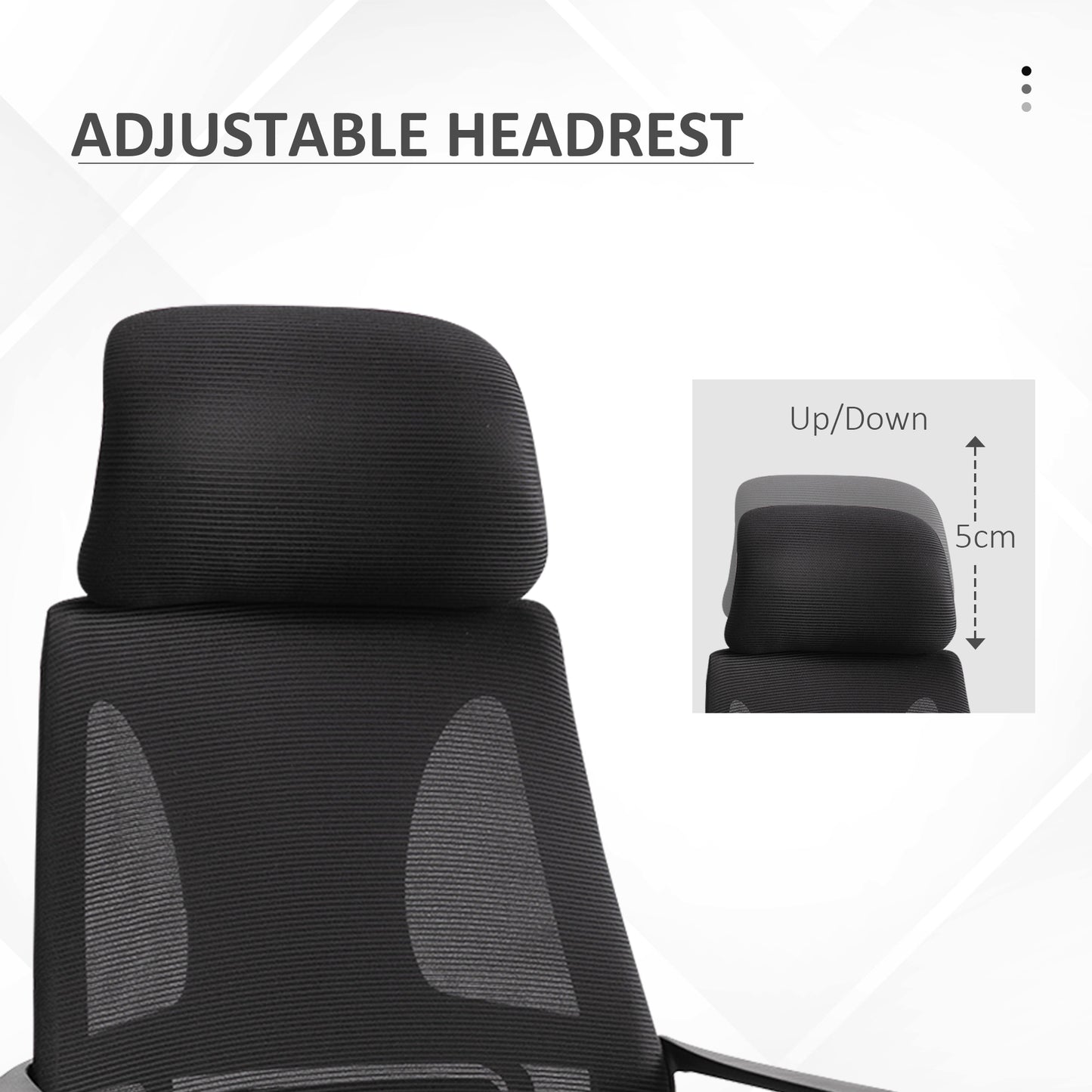 Vinsetto High Back Office Chair with Headrest, Adjustable Height, Mesh Material for Office Use, Black