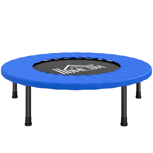 HOMCOM 32" Mini Fitness Trampoline Home Gym Yoga Exercise Rebounder Indoor Outdoor Jumper with Safety Pad, Support Up to 100 KG, Blue and Black