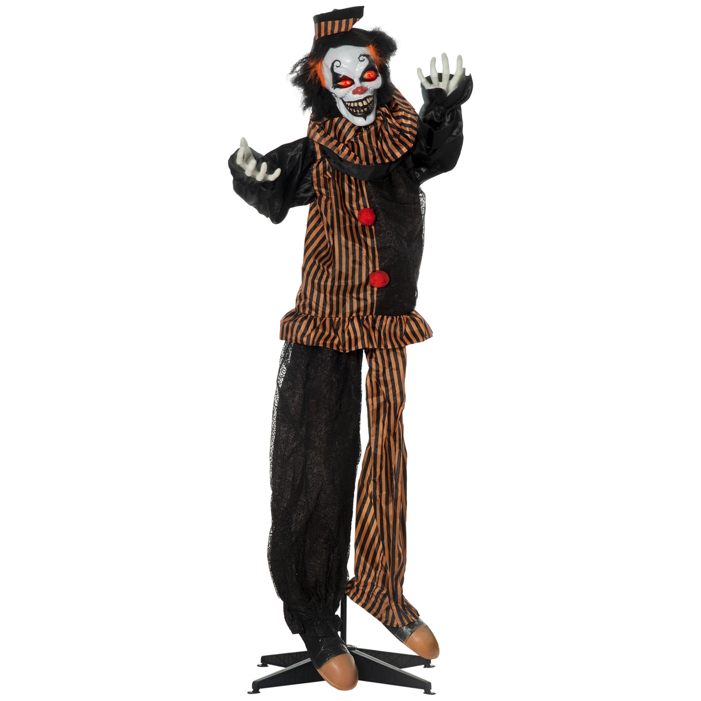 Outsunny 67 Inch Life Size Outdoor Halloween Decorations Talking Circus Clown, Animated Prop Animatronic Decor with Light Up Eyes, Laughter Default Title