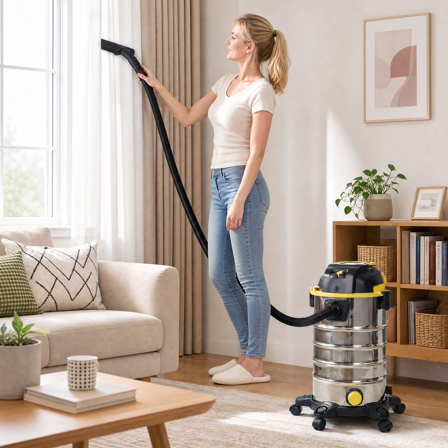 HOMCOM 1400W Vacuum Cleaner, 3-in-1 Wet and Dry Vacuum Cleaner with Blowing Mode and 30L Stainless Steel Tank, Silver Tone