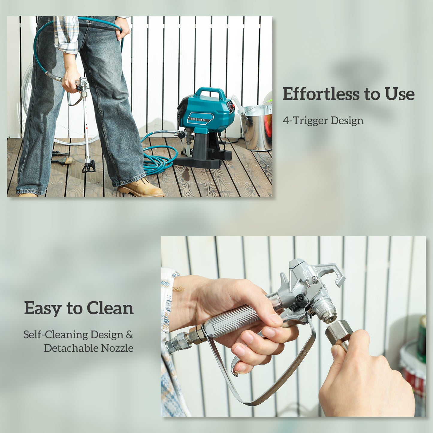HOMCOM Airless Paint Sprayer, Thinning-Free, Electricï»¿ Fence Paint Sprayer for Exterior and Interior DIY Painting Projects, Wall Spray Gun Machine, Household Use, 1.5L/min, 200 Bar, 7.5 m Hose