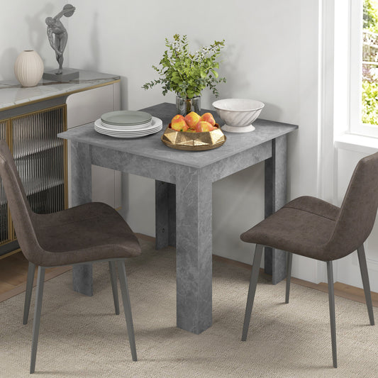 HOMCOM Square Dining Table, Modern Small Dining Table with Faux Cement Effect, Space Saving, Non-slip Foot Pads, Cement Grey