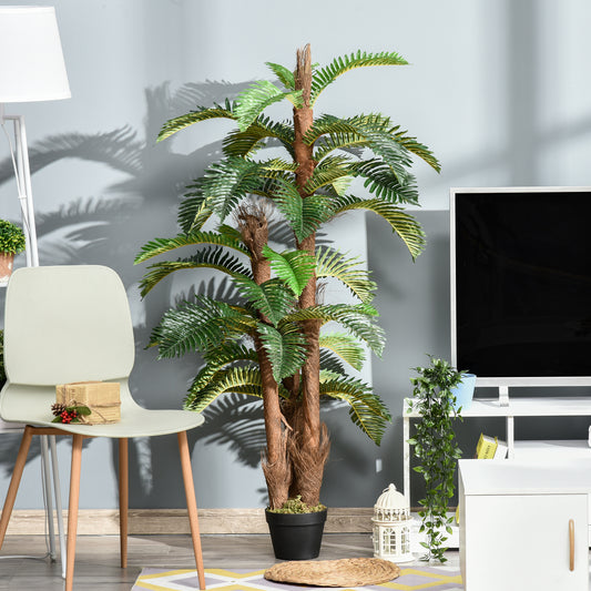 Outsunny Artificial Plant Tropical Palm in Pot, Fake Plants for Home Indoor Decor, 150cm, Green