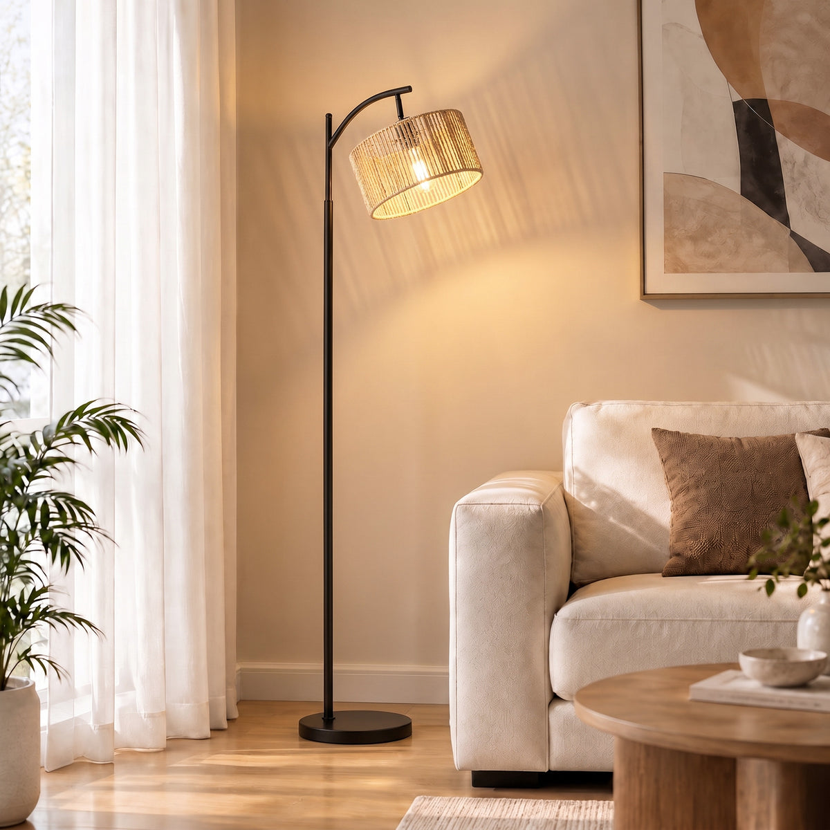 HOMCOM LED Floor Lamp, 160 cm Modern Dimmable Standing Lamp with Adjustable Shade, Magnetic Remote, Black