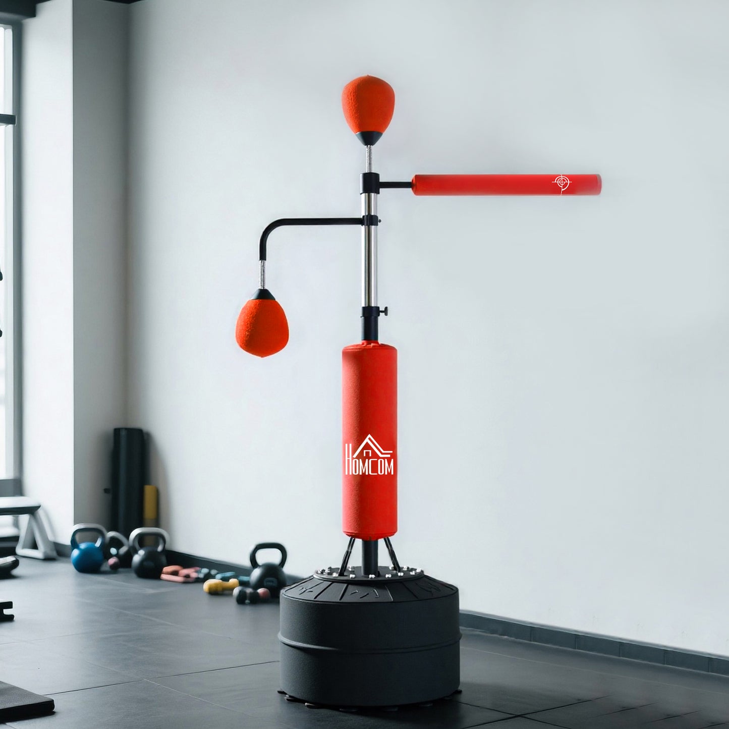 HOMCOM 4-in-1 Boxing Punching Bag, Freestanding with 2 Speed Bals, 360Â° Reflex Bar, 160-230cm Adjustable Height, Red