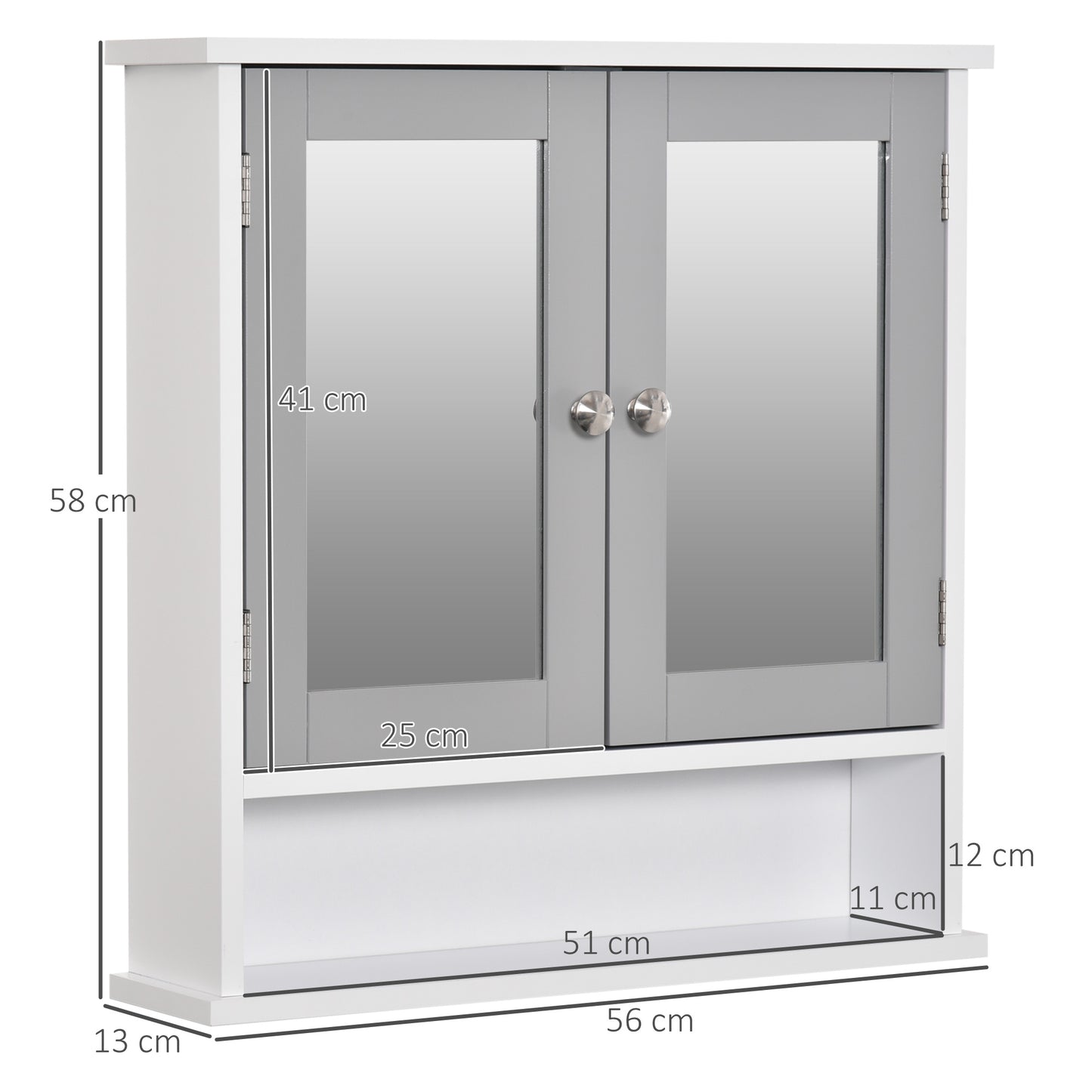 kleankin Bathroom Wall Storage Cabinet - Grey