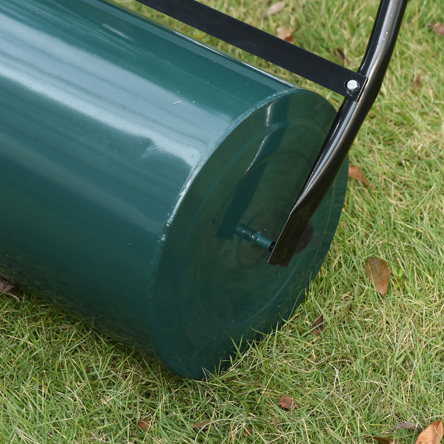 Outsunny 30 L Heavy Duty Water Or Sand Filled Î¦30cm Garden Steel Lawn Roller Drum - Dark Green