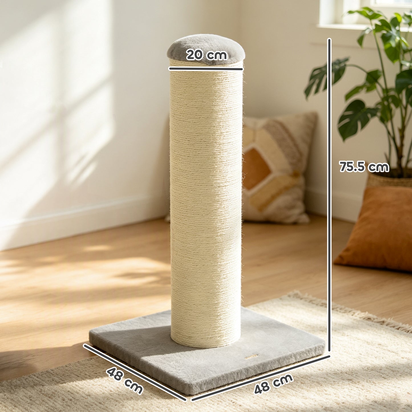 PawHut Cat Scratching Post, 76cm Tall Scratch Post for Indoor Kittens, Cat Scratcher with Stable Base