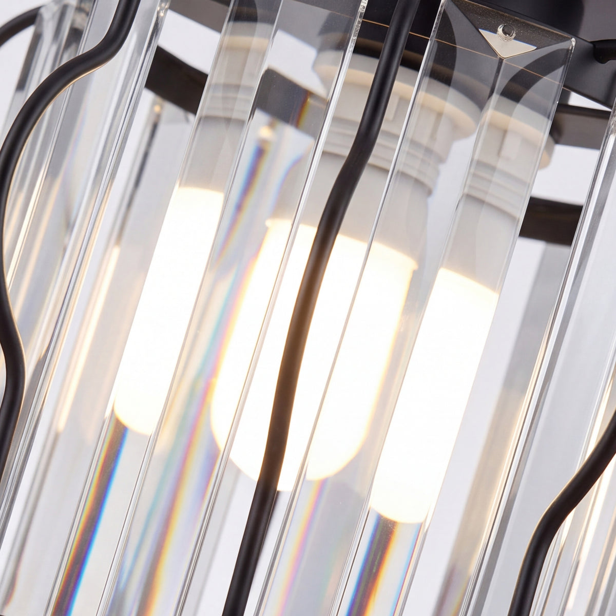 HOMCOM Crystal Ceiling Light Fixtures, Modern Semi-Flush Ceiling Lighting with Crystal Strips, 2 Pack, Black