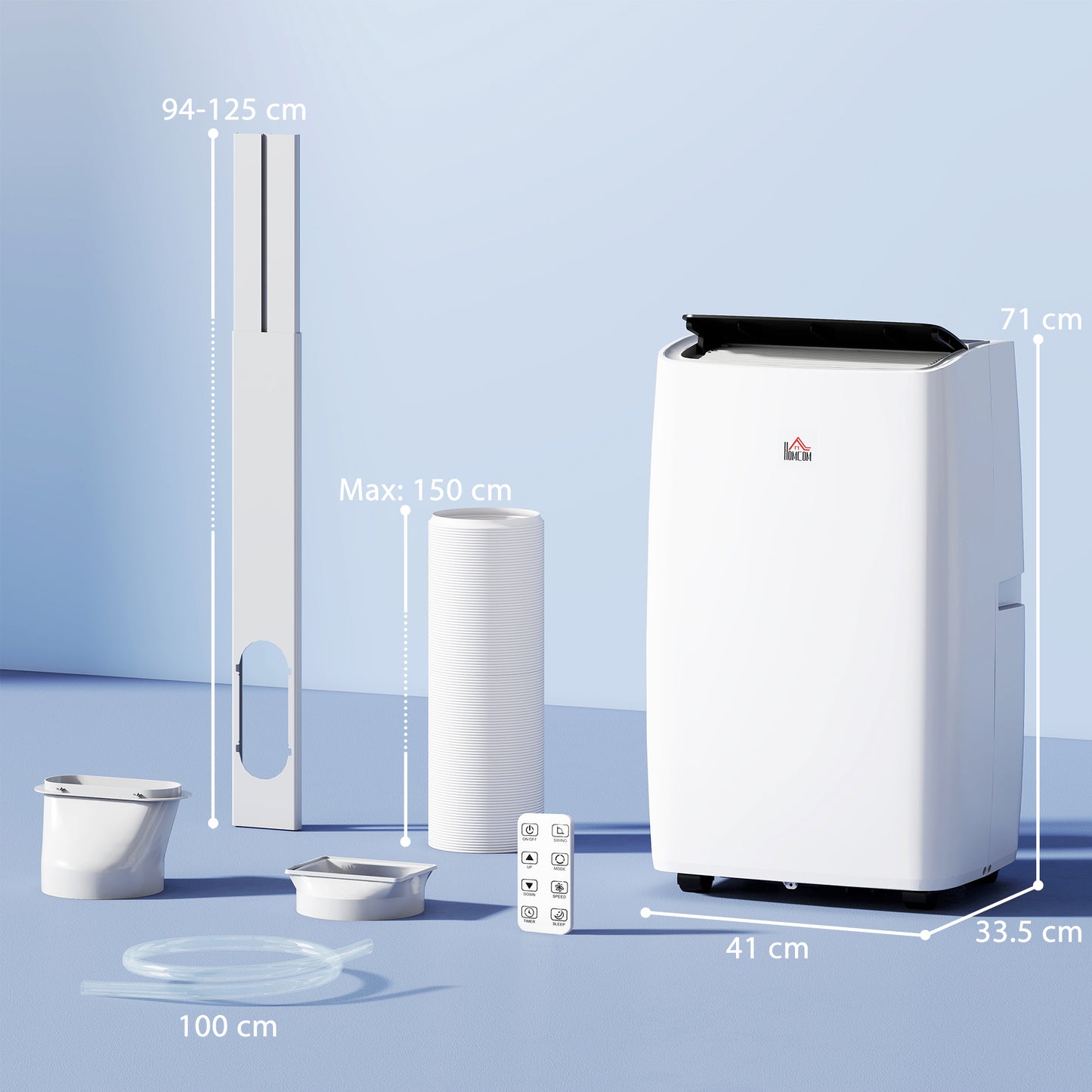 HOMCOM Portable Air Conditioner 14000 BTU, 4-in-1 Air Conditioning Unit, Dehumidifier, Cooling, Fan, Sleep Mode with 3 Speeds, Remote Control, LED Display, 24H Timer, Window Kit, Children Lock, 40mÂ²