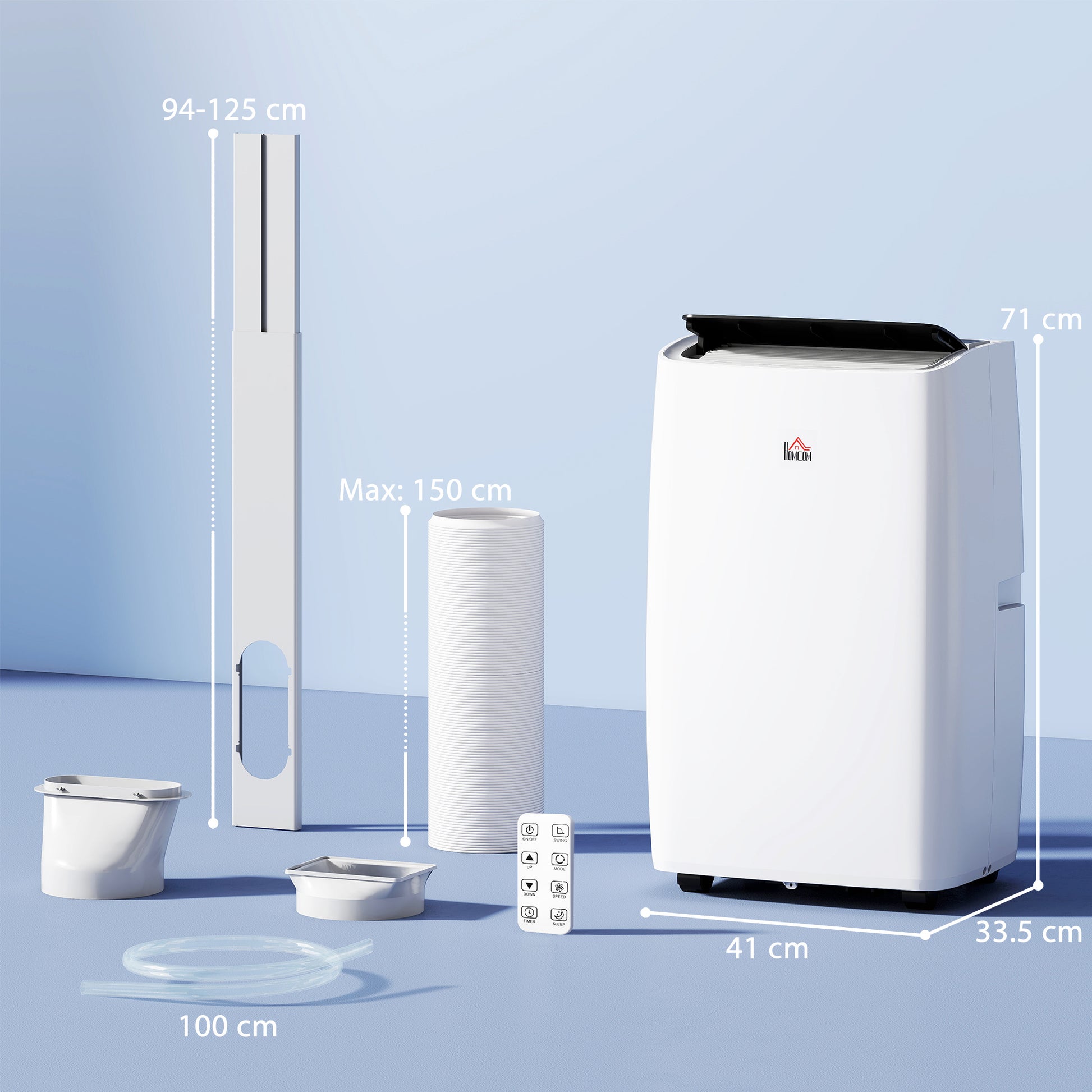 HOMCOM Portable Air Conditioner 14000 BTU, 4-in-1 Air Conditioning Unit, Dehumidifier, Cooling, Fan, Sleep Mode with 3 Speeds, Remote Control, LED Display, 24H Timer, Window Kit, Children Lock, 40mÂ²