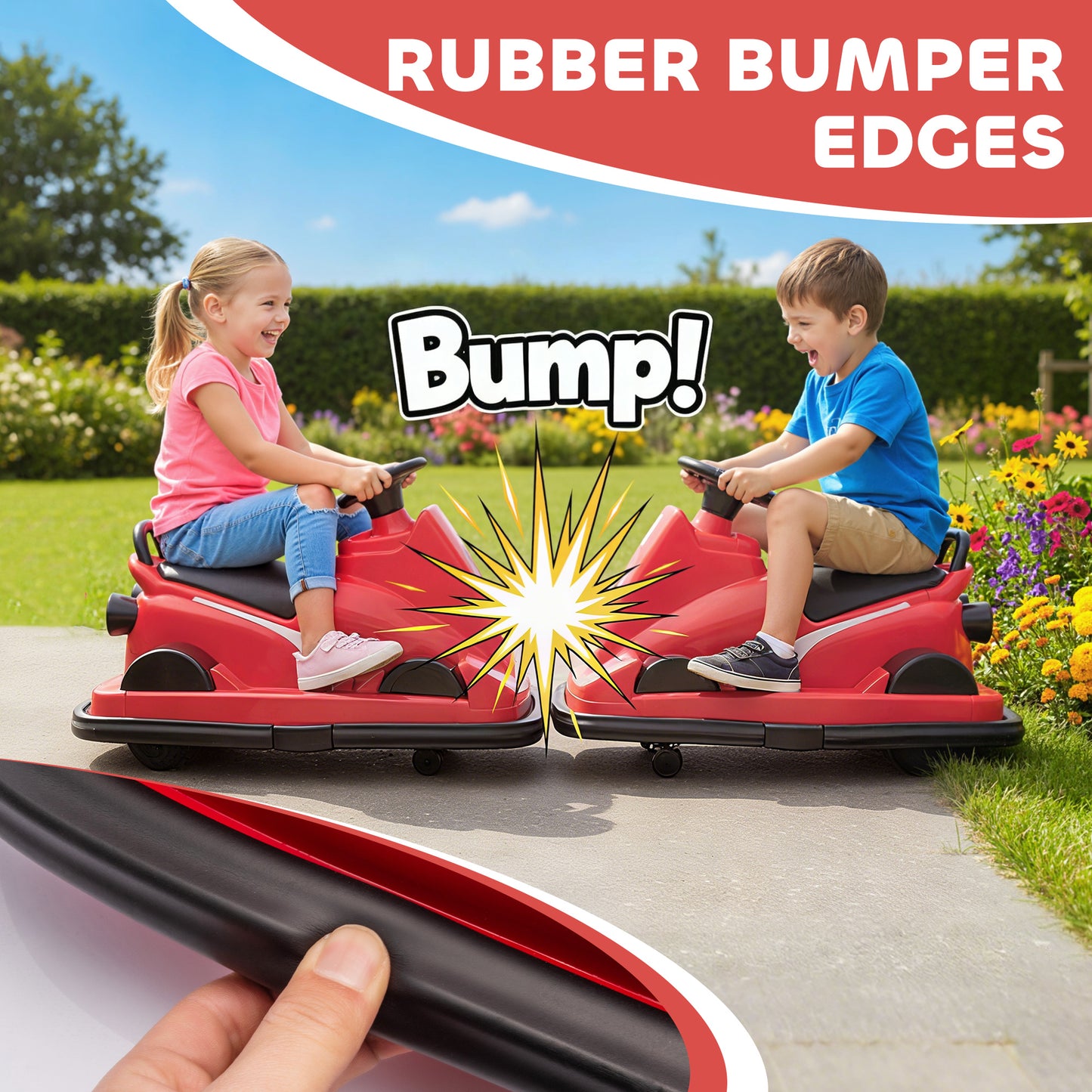 AIYAPLAY Kids Bumper Car, 360Â° Rotation Spin Electric Walzer Car with LED Lights, Music for Ages 3-8 Years Old, Red
