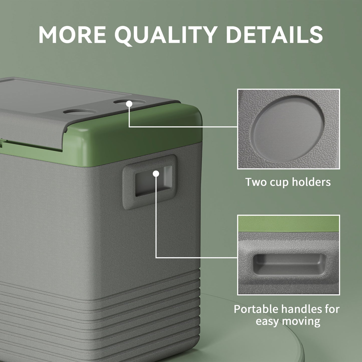 Outsunny 50L Portable Car Refrigerator - Light Green and Grey