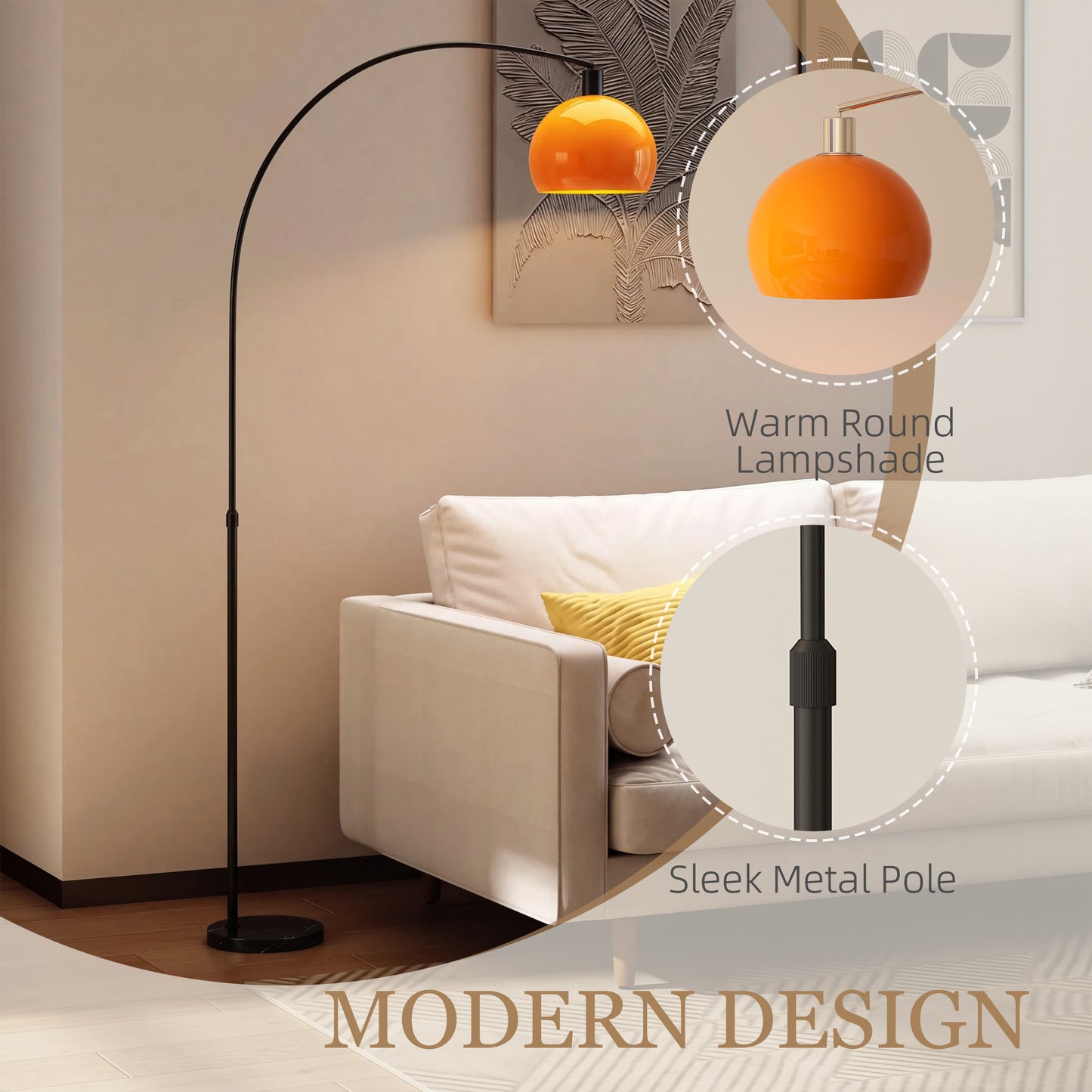 HOMCOM Floor Lamp for Living Room, Modern Standing Lamp with Shade & Foot Switch for Bedroom, Office, Black