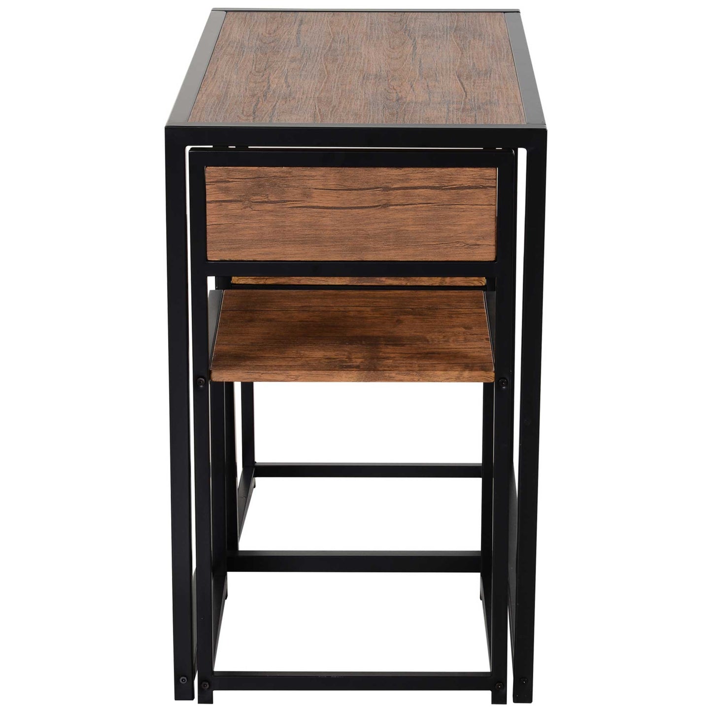 HOMCOM Dining Table and Chairs Set 2, Dining Room Sets, Rectangular Space Saving Table and 2 Chairs for Compact Kitchens, Steel Frame, Natural