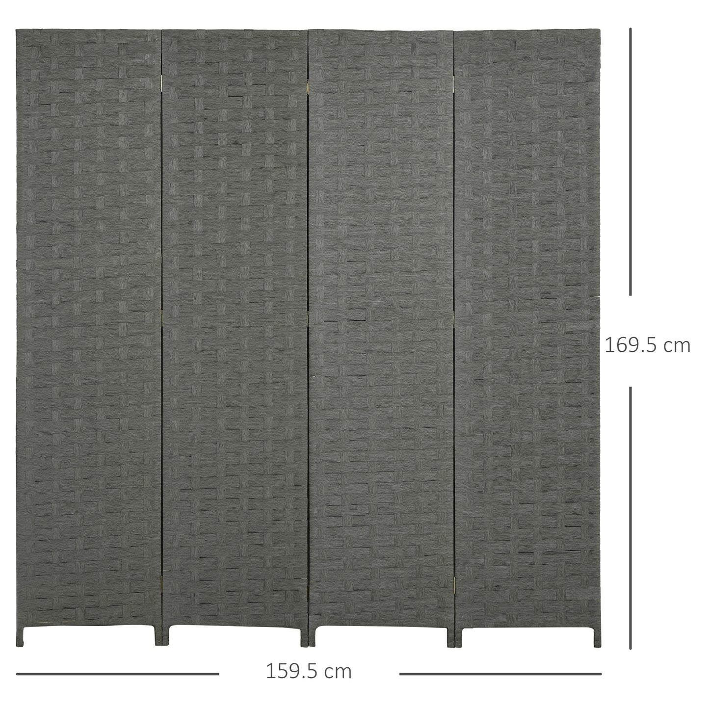 HOMCOM 4-Panel Room Dividers, Wave Fibre Freestanding Folding Privacy Screen Panels, Partition Wall Divider for Indoor Bedroom Office, 170Â cm, Grey