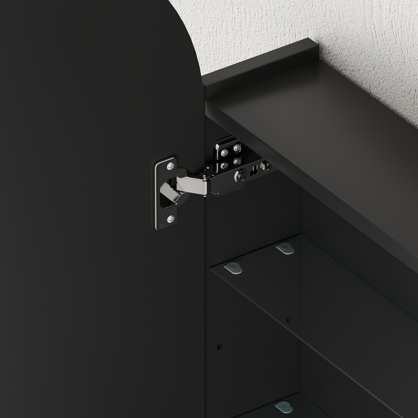 HOMCOM Arched Bathroom Mirror Cabinet with Adjustable Glass Shelves - Black