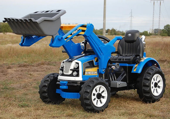 KINGDOM 12v Electric Tractor with Loader - Blue