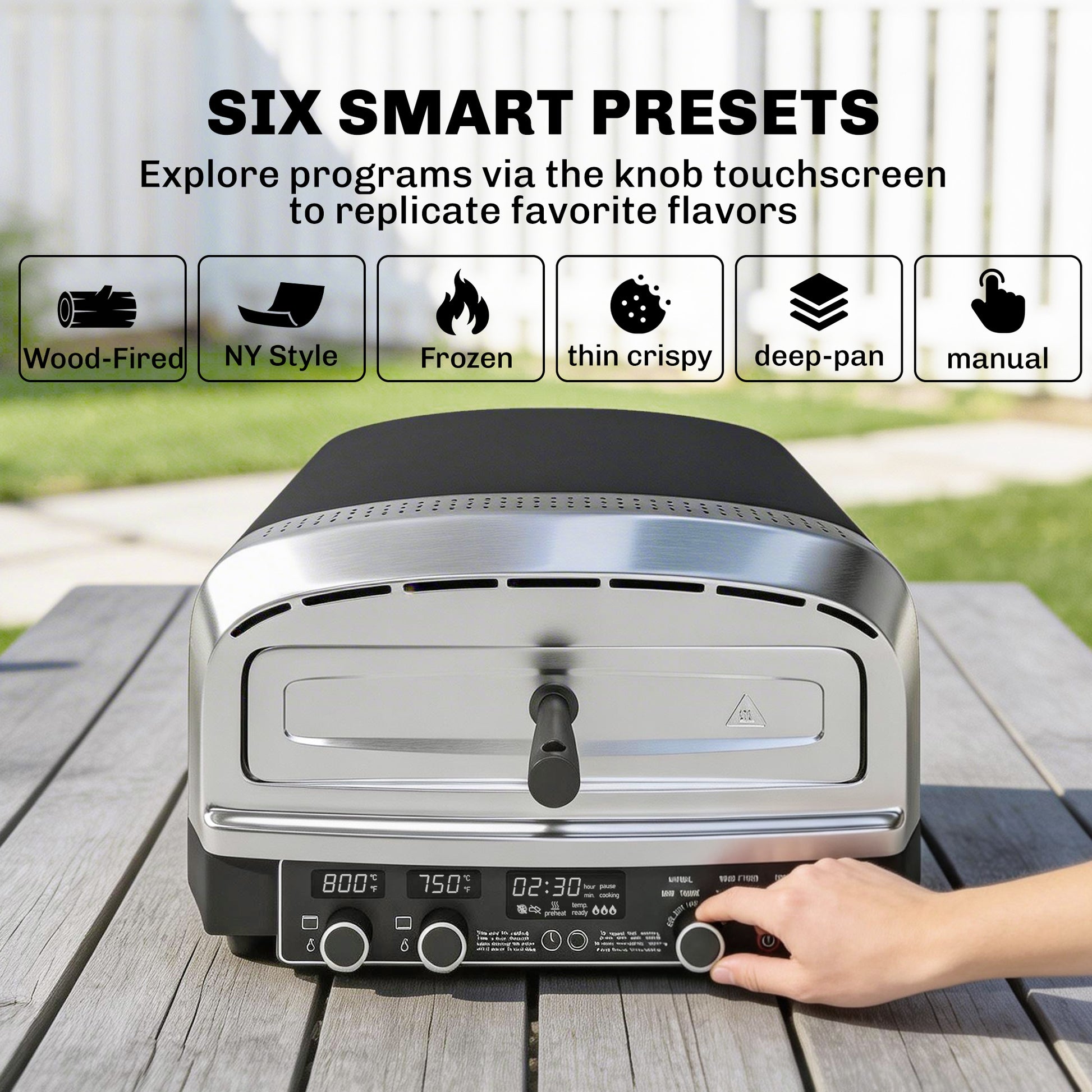 Outsunny Outdoor Pizza Oven Dual Heat Control 6 Presets Electric Pizza Maker with 37 cm Stone and Peel