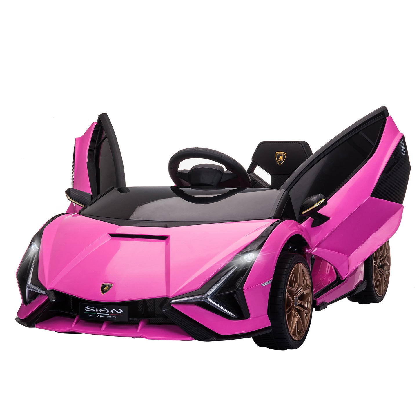 HOMCOM Lamborghini Sian Licensed Electric Car for Kids, 12V Kids Electric Ride on Car with Dual Motors, Remote Control, Pink