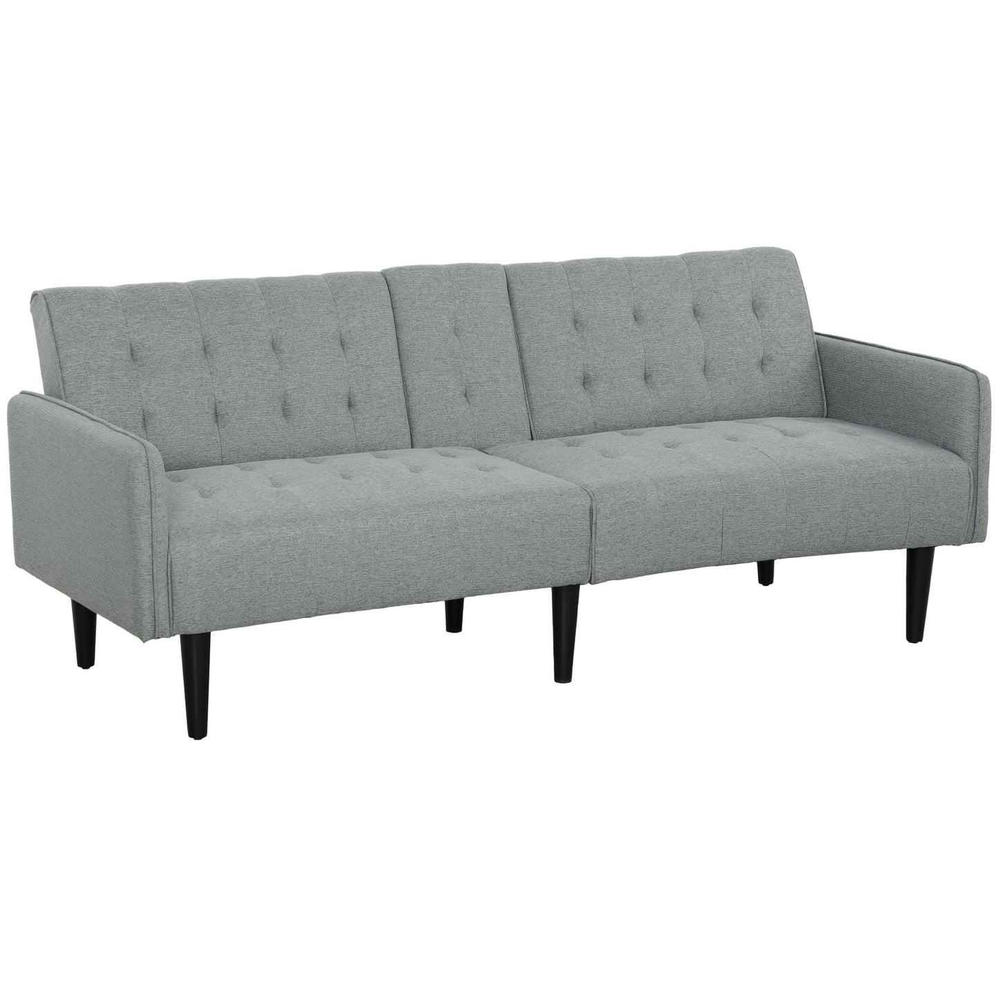 HOMCOM Three-Seater Sofa Bed, with Cupholders - Light Grey