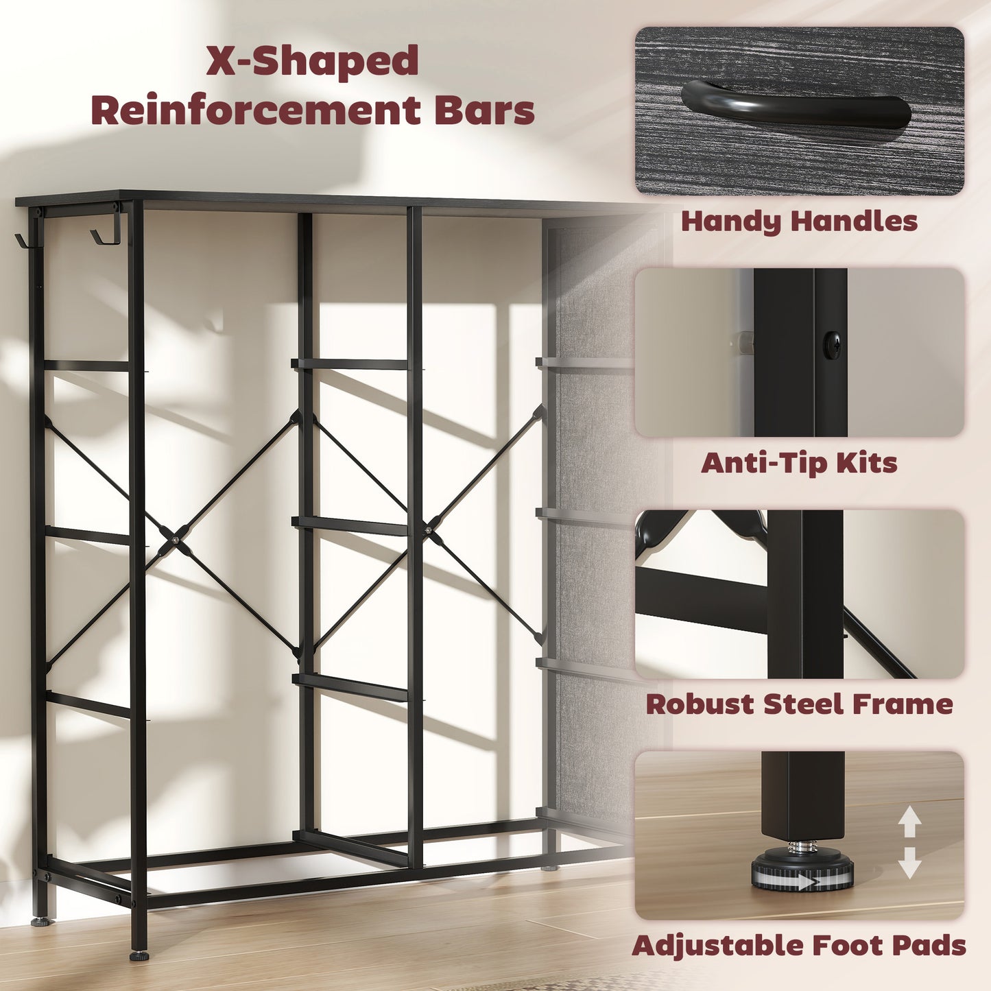 HOMCOM Chest of Eight Fabric Drawers - Black