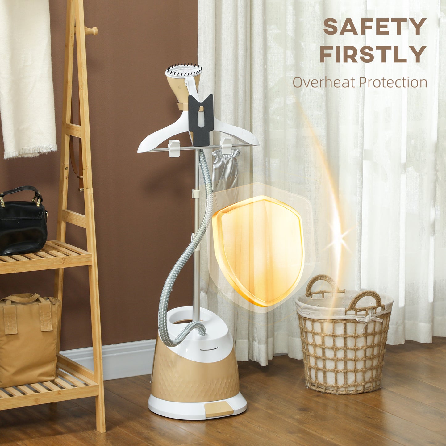 HOMCOM 1800W Standing Clothes Steamer, with Accessories - Grey