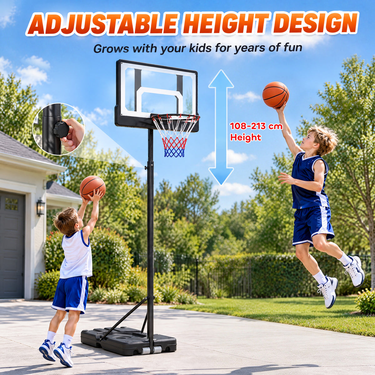 SPORTNOW Adjustable Basketball Hoop and Stand, 3.5-7FT Portable Freestanding Basketball Hoop System with Wheels and Base, Black
