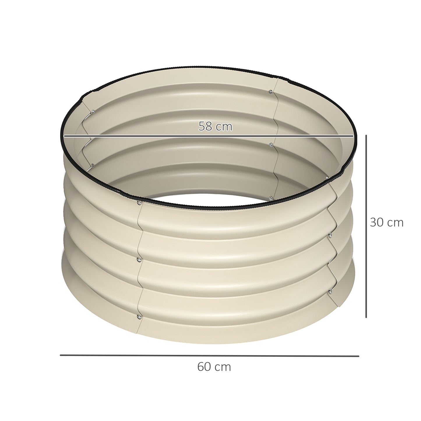 Outsunny Set of 2 Raised Garden Bed, Metal Planter Box with Safety Edging, Easy-to-assemble Stock Tank, Cream White
