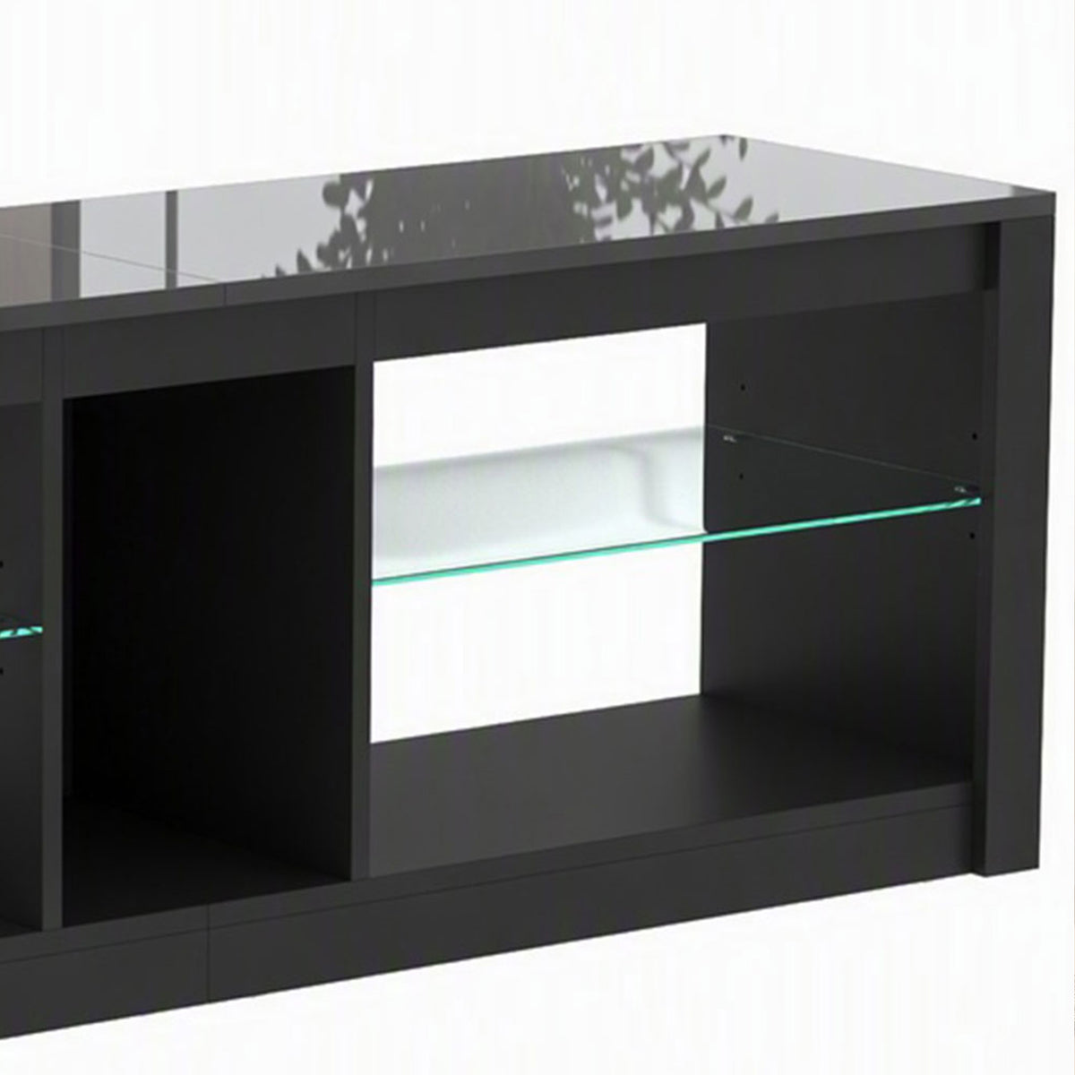 HOMCOM TV Stand Cabinet with LED Lights and Remote Control for TVs up to 65", Entertainment Centre with Storage Shelves, Black