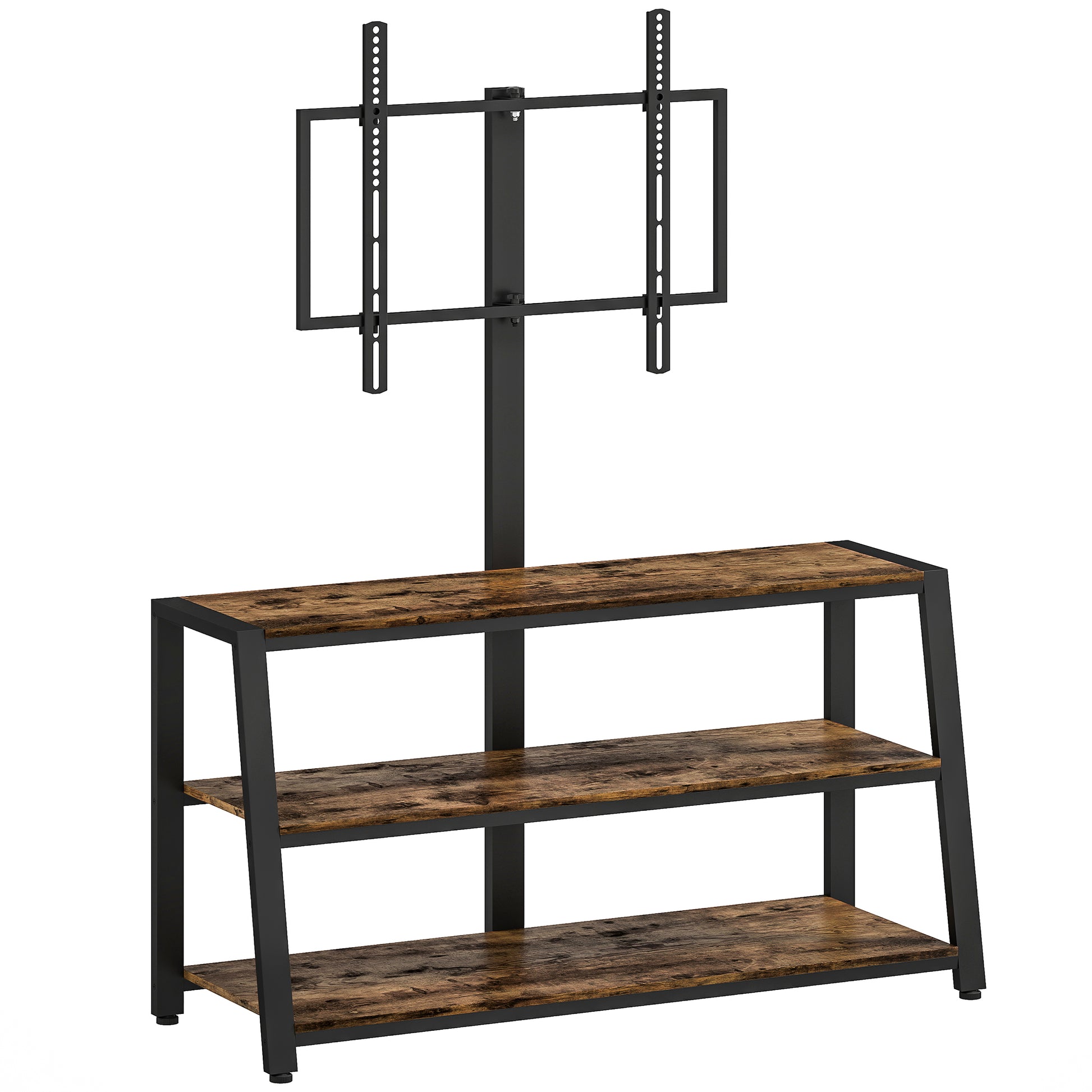HOMCOM Industrial-Style TV Stand, with 35Â° Swivel Bracket - Dark Brown
