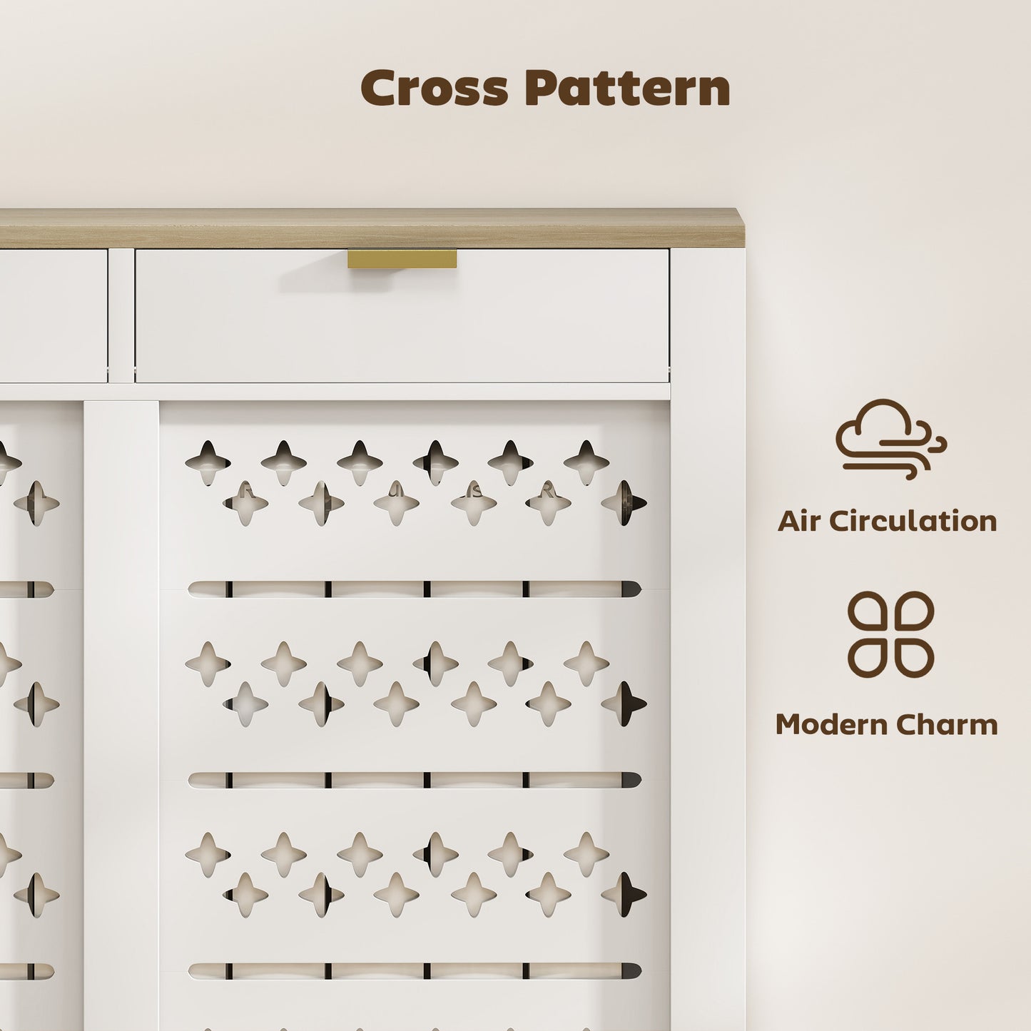 HOMCOM 108 x 19 cm Minimal Radiator Cover, with 2 Drawers - White