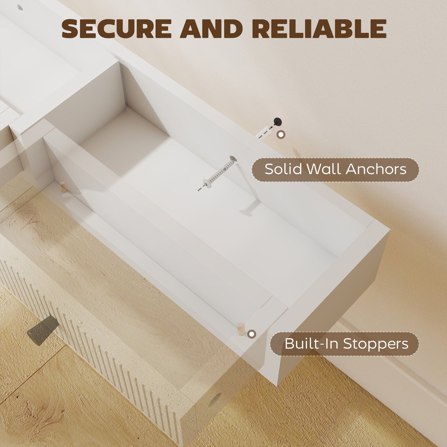 HOMCOM Shelf Wall-Mounted Storage Shelf Shelving Unit MDF 93 x 15 x 10 cm Entryway Kitchen Living Room, White