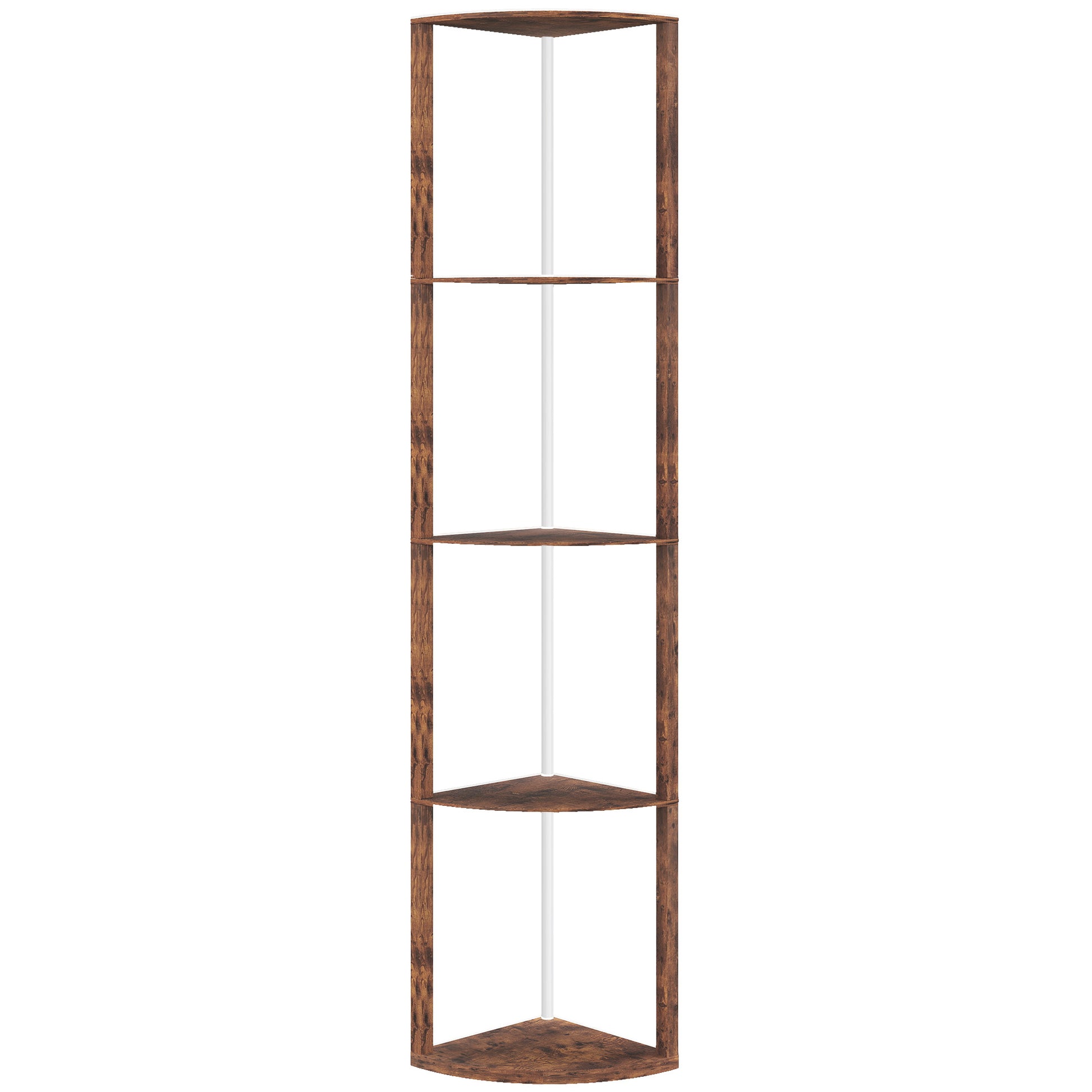HOMCOM RGB Standing Lamp with Shelves, 4-Tier LED Floor Lamp with Multiple Lighting Modes, Rustic Brown