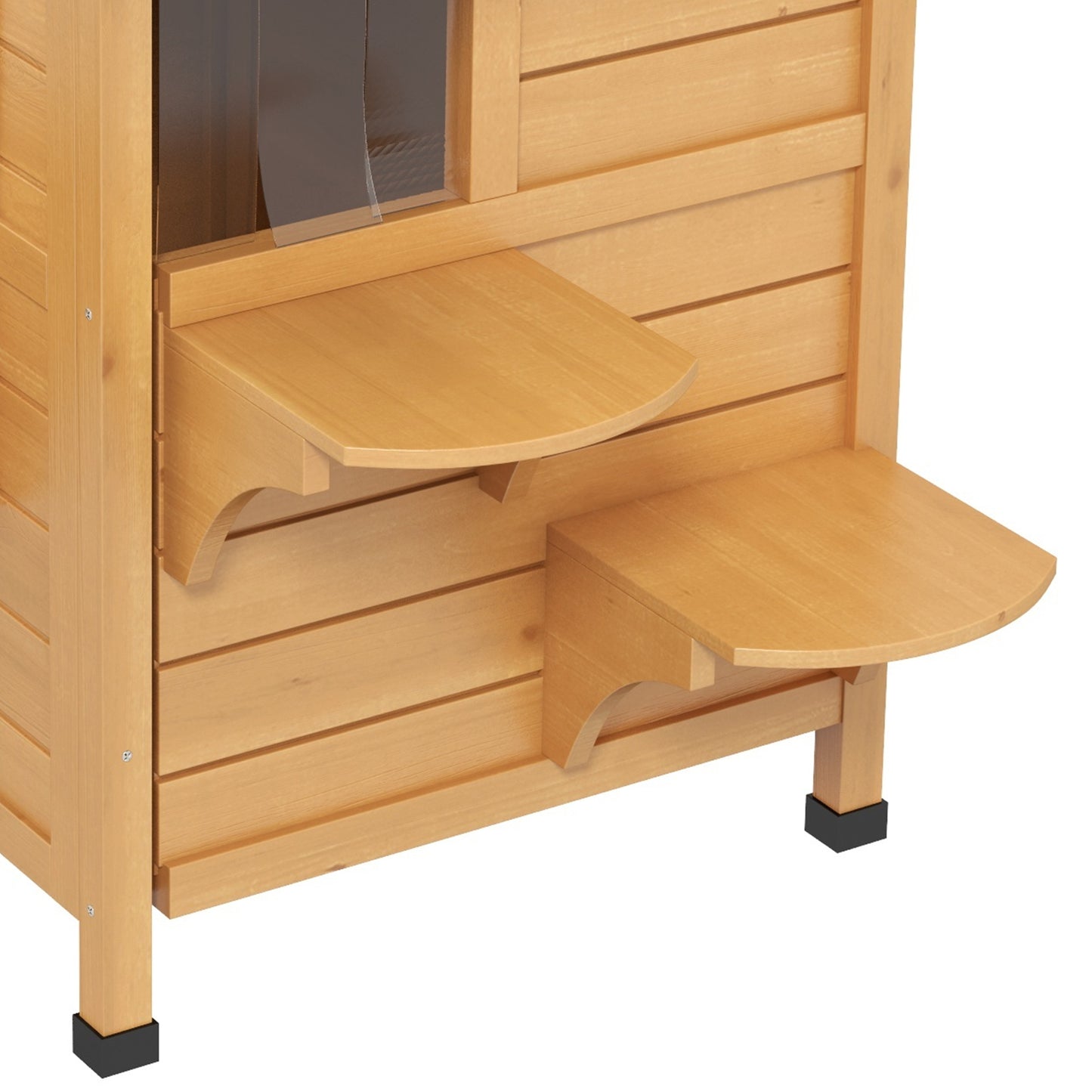 PawHutÂ 2-story Cat House Outdoor, WeatherproofÂ Wooden Cat Enclosure for Feral Cats with Escape Door, Openable Roof, Jumping Platforms, Natural Wood Finish