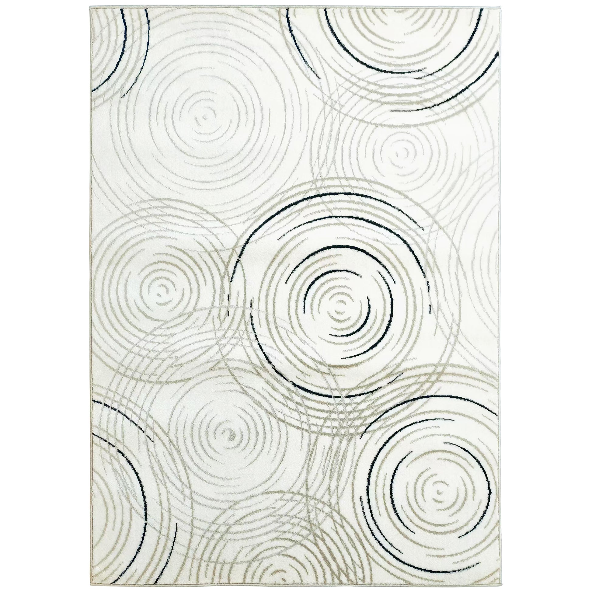 HOMCOM Modern Area Rug, Swirl Pattern Machine Washable Rug, Allergy-Friendly Floor Carpet for Living Room, Bedroom, Dining Room, Home Office, 230 x 160 cm, Cream White